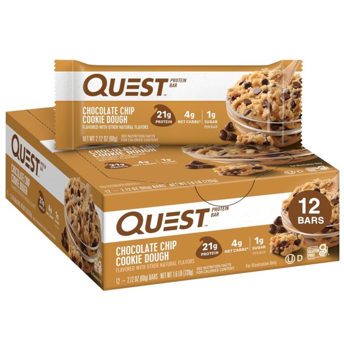 Quest Nutrition Chocolate Chip Dough Cookie Protein Bars, 21g Protein,