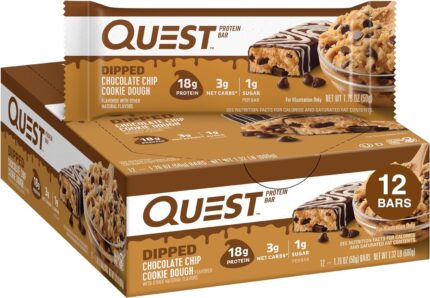 Quest Nutrition Dipped Chocolate Chip Cookie Dough Protein Bars, 18g