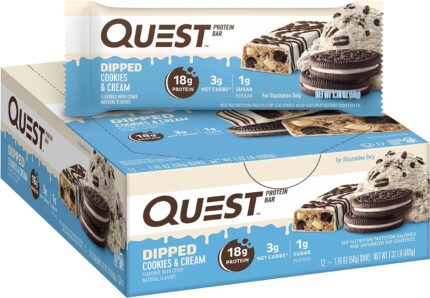 Quest Nutrition Dipped Chocolate Cookies & Cream Protein Bars, High