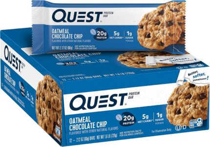 Quest Nutrition Oatmeal Chocolate Chip Protein Bars, 20g Protein, 1g
