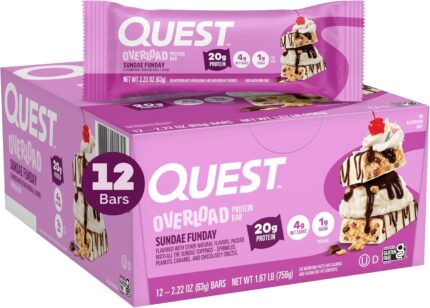 Quest Nutrition Overload Protein Bars, Sundae Funday, 20g Protein, 1g