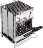 REDCAMP Wood Burning Folding Camp Stove Stainless Steel Grid, Portable