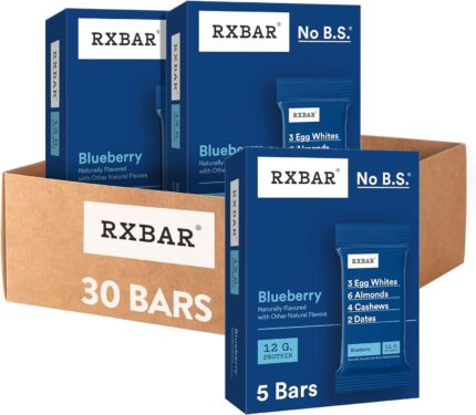 RXBAR Protein Bars, 12g Protein, Gluten Free Snacks, Blueberry (6