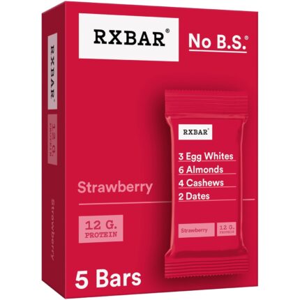 RXBAR Protein Bars, 12g Protein, Gluten Free Snacks, Strawberry, 9.1oz