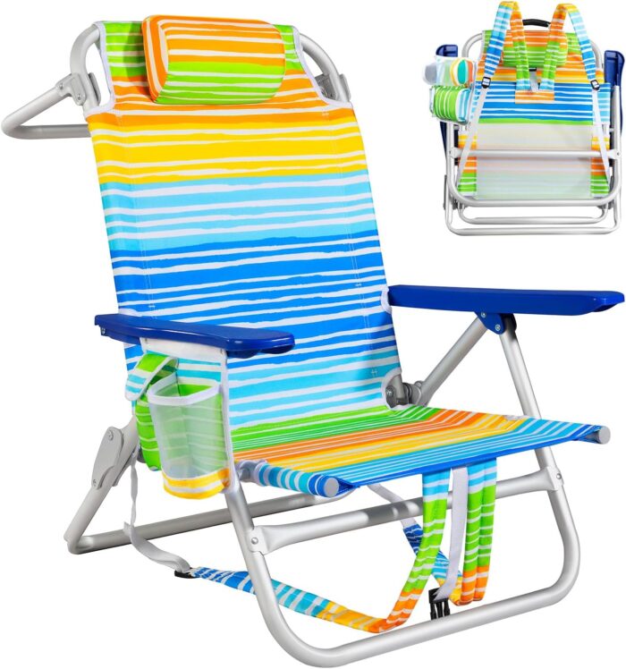Rainbow Beach Chair for Adults | Folding | Heavy Duty | Adjustable Lay