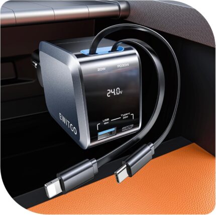 Retractable Car Charger, Car Accessories, 72W Fast Charging USB C Car
