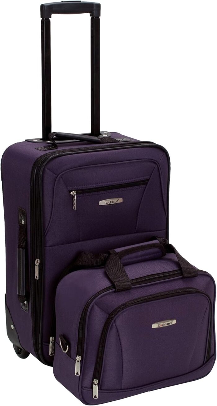 Rockland Fashion Expandable Softside Upright Luggage Set, Purple,