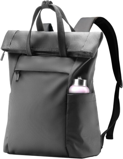 Roll Top Laptop Backpack, Expandable Casual Daypack Water-Resistant