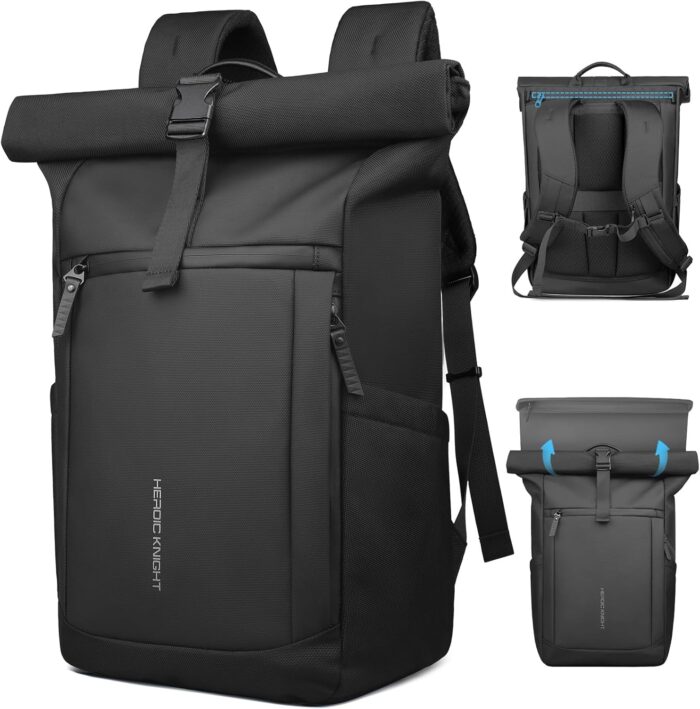 Rolltop Backpack with Laptop Compartment, Expandable Roll Top Backpack