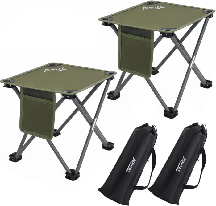 Roptat 2 Pack Camping Stool,Portable Folding Compact Lightweight Stool