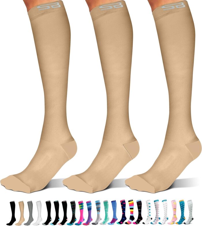 SB SOX 3-Pair Compression Socks for Women & Men (15-20mmHg) – Womens