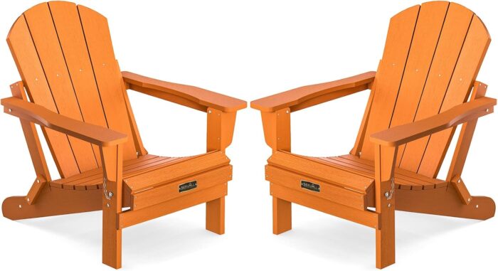 SERWALL Foldable Adirondack Chair Set of 2 for Patio Garden