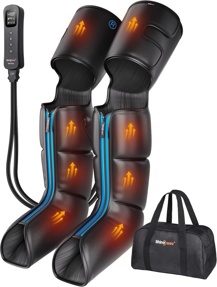 SHINE WELL Leg Massager with Heat and Compression, Leg Massager for