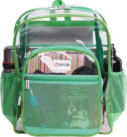 SHYLERO Clear Backpack Heavy Duty has TSA Lock, 2-WAY Zipper. PVC
