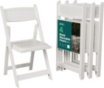 SIMPLEX White Stackable Folding Chairs, with Padded Seat & Mesh Back,