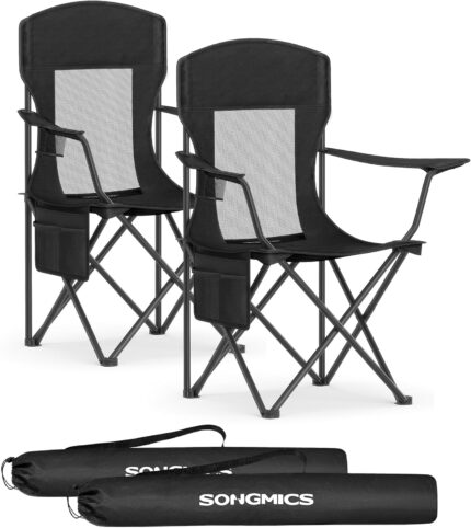 SONGMICS Breathable Camping Chairs, Foldable Outdoor Chairs Set of 2,