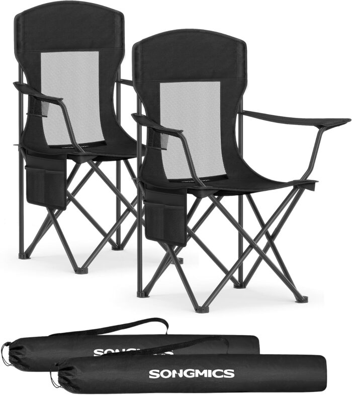 SONGMICS Breathable Camping Chairs, Foldable Outdoor Chairs Set of 2,