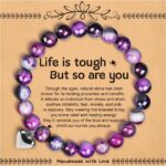 SUPHELPU Amethyst Bracelet for Women Trendy, Breast Cancer Self Care