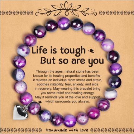 SUPHELPU Amethyst Bracelet for Women Trendy, Breast Cancer Self Care