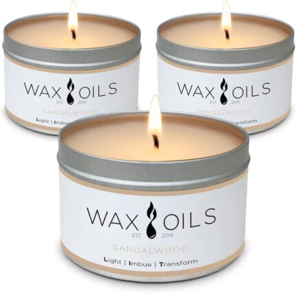 Scented Candles - Sandalwood (Pack of 3) Soy Aromatherapy Candles, 8oz