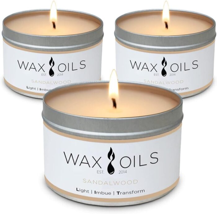 Scented Candles - Sandalwood (Pack of 3) Soy Aromatherapy Candles, 8oz