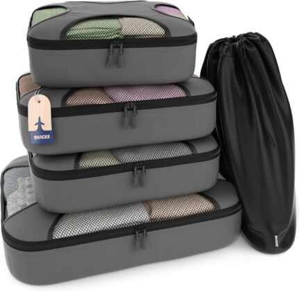Shacke Premium 5 Packing Cubes Set - Lightweight Mesh Travel Luggage