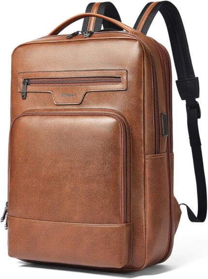 Shrrie Leather Laptop Backpack for Women and Men,28 L Travel Backpack