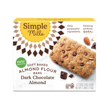 Simple Mills Soft Baked Dark Chocolate Almond Flour Bars, 5 ct, 1.19