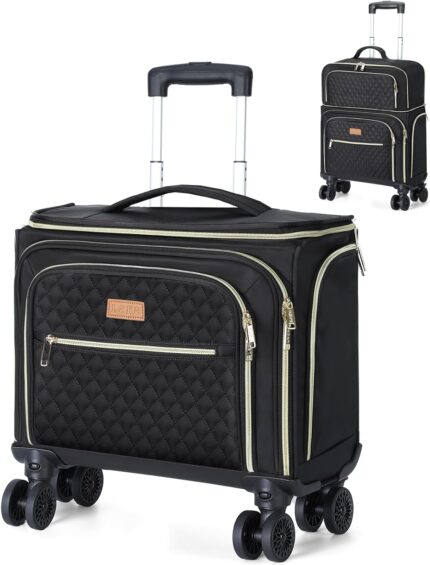 Softside Expandable Carry on Luggage with 4 Removable Spinner Wheels