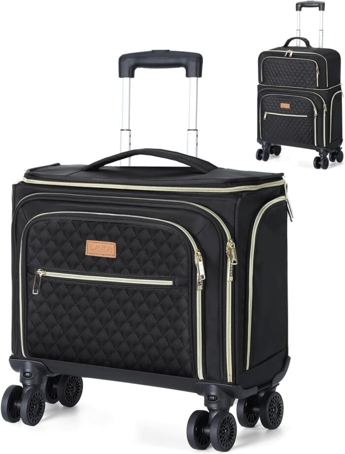 Softside Expandable Carry on Luggage with 4 Removable Spinner Wheels