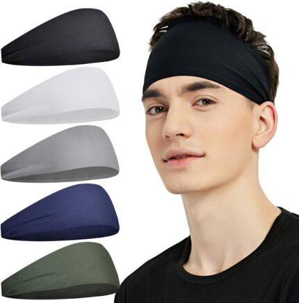 Sports Headbands for Men (5 Pack),Moisture Wicking Workout