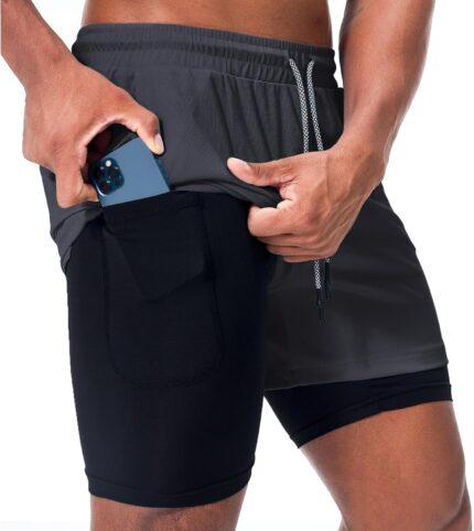 Surenow Men's Running Shorts Quick Dry Workout Gym Shorts