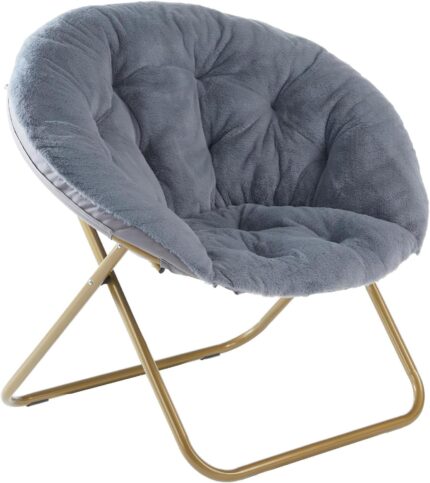 Sweetcrispy Comfy Saucer Chairs Folding Cozy Faux Fur Living Room