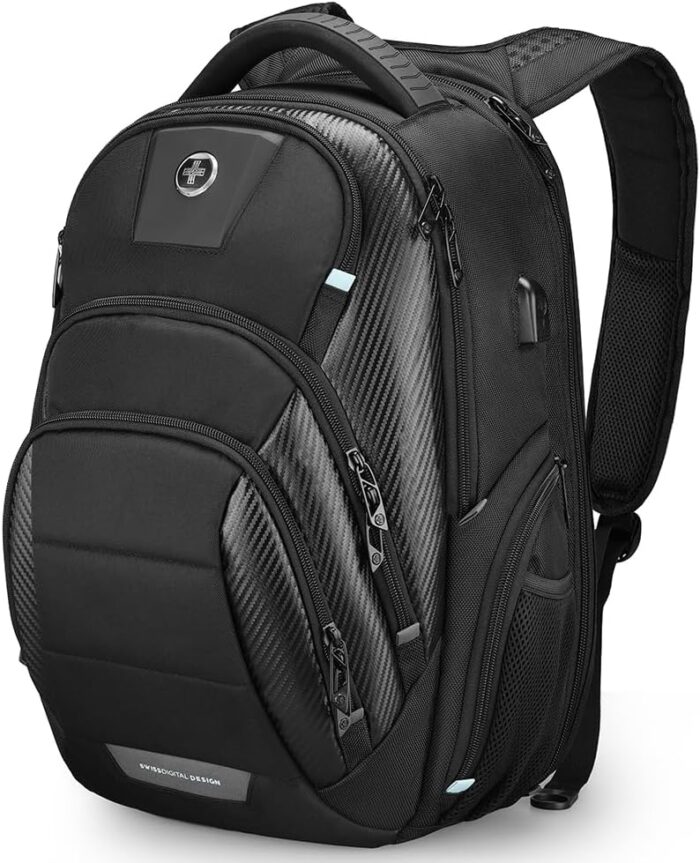Swissdigital Design Men's 17 Inch Laptop Backpack with Apple Find My