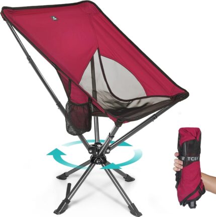 Swivel Portable Chair - Small Compact Collapsible Folding Chairs for