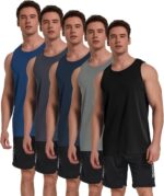 TELALEO 5 Pack Men's Workout Tank Tops Sleeveless Mesh
