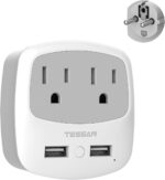 TESSAN Germany France Power Adapter, Type E F Plug Adaptor with 2 USB