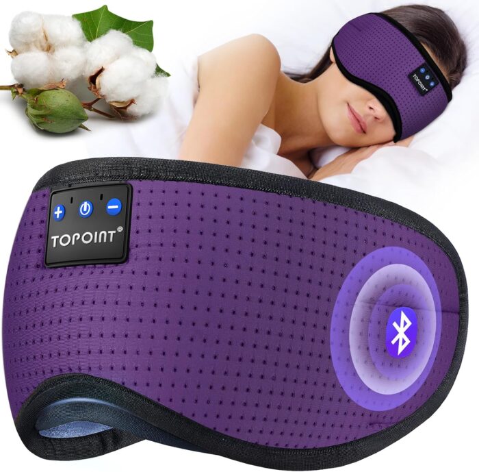 TOPOINT Sleep Mask Headphones Bluetooth Wireless 5.4, Breathable