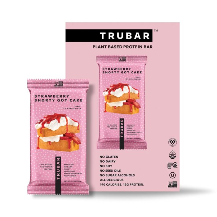 TRUBAR Vegan Protein Bar, Strawberry Shorty Got Cake, Gluten Free,
