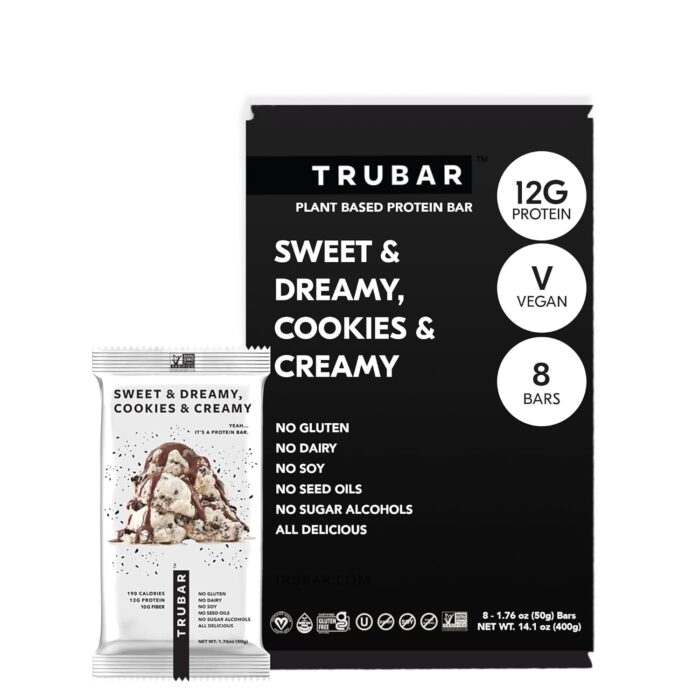 TRUBAR Vegan Protein Bar, Sweet & Dreamy Cookies and Creamy, Gluten