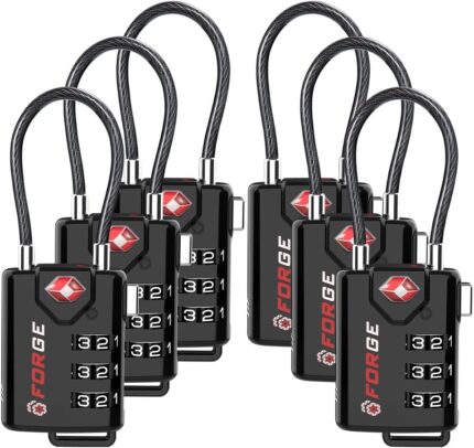 TSA Approved Cable Luggage Locks, 6 Pack, Easy Read Dials with Alloy
