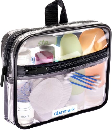 TSA Approved Toiletry Bag 3-1-1 Clear Travel Cosmetic Bag with Handle