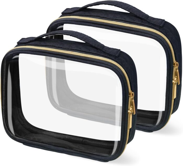 TSA Approved Travel Toiletry Bag,2 Pack Clear Makeup Bags with