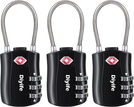 TSA Luggage Locks,[3 Pack] Diyife TSA Approved Cable Luggage