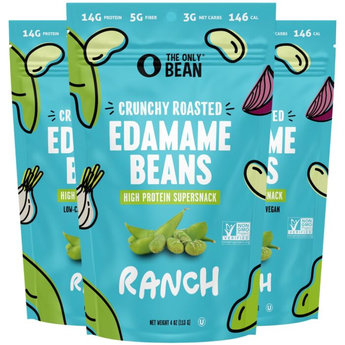 The Only Bean Edamame Dry Roasted Low Carb Snacks (Ranch), Vegan