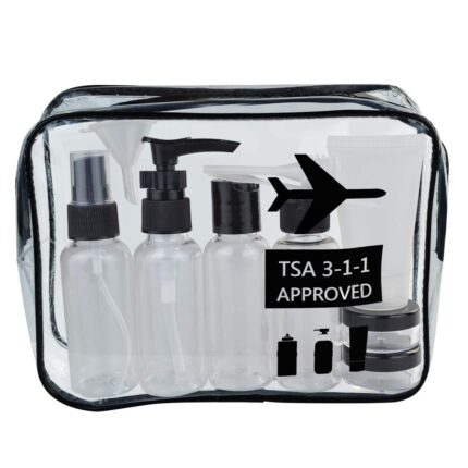 Travel Bottles and TSA Approved Toiletry Bag, Clear Quart Size with