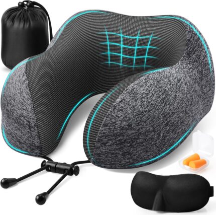 Travel Pillow, Travel Pillows for Sleeping Airplane, Removable Cover
