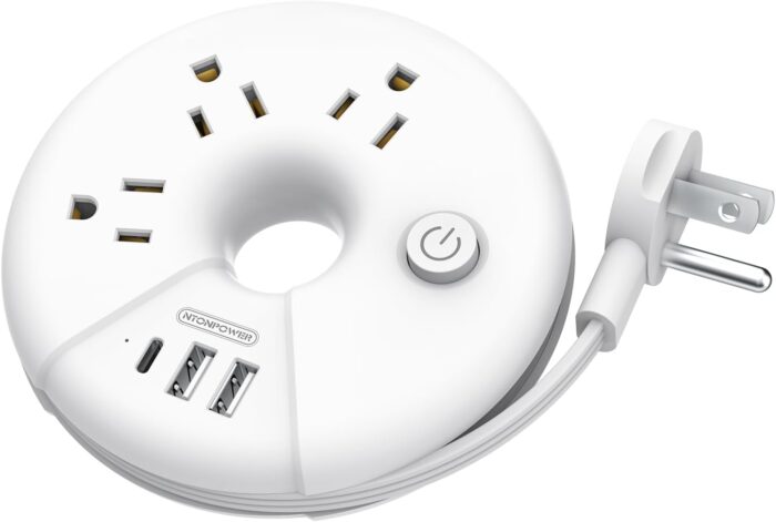 Travel Power Strip, NTONPOWER 3 Outlets 3 USB(1 USB C) Cruise Approved