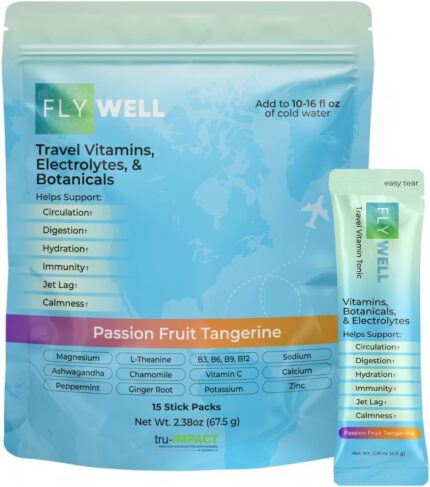Travel Vitamin Tonic for Flight, Jet Lag, Hydration, Circulation,