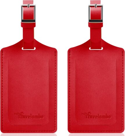 Travelambo Luggage Tags for Suitcases Faux Leather Privacy Protection